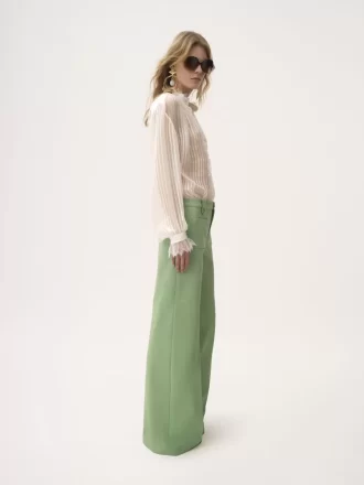 Flared pants in cotton canvas