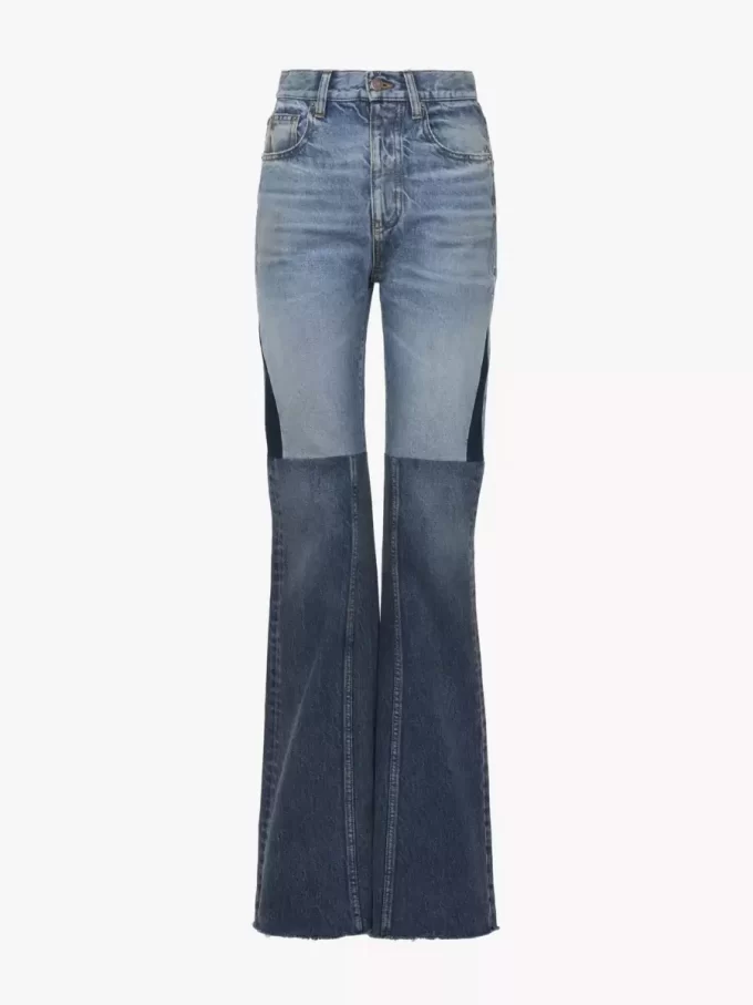 Flared patchwork jeans in denim