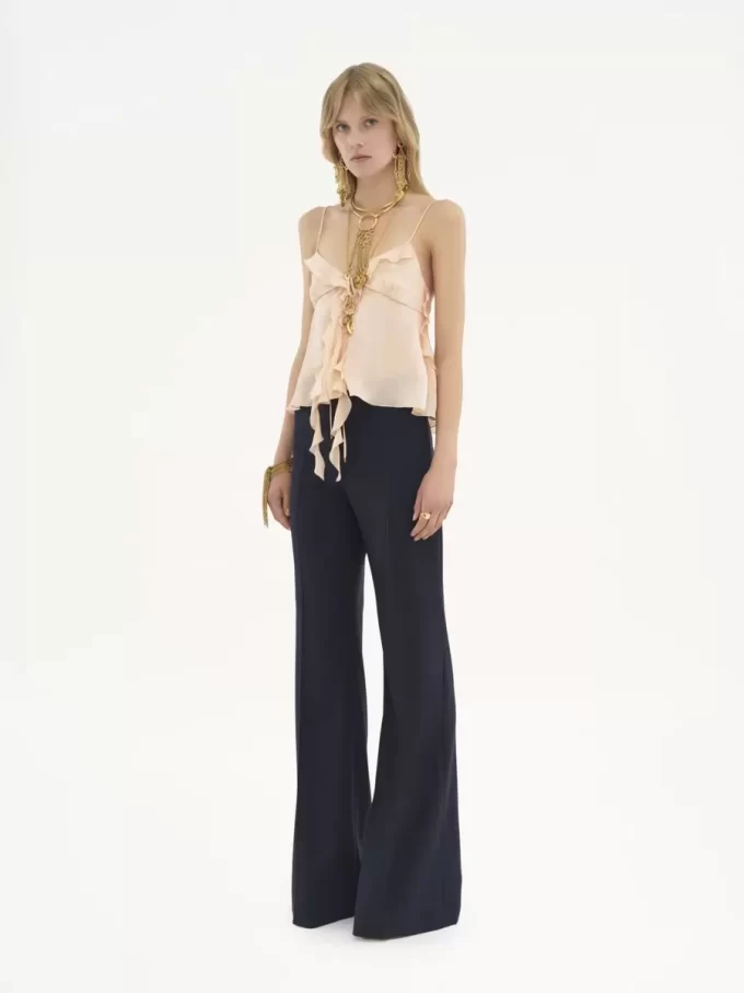 Flared tailored pants in stretch wool