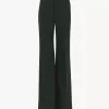 Flared tailored pants in wool crêpe