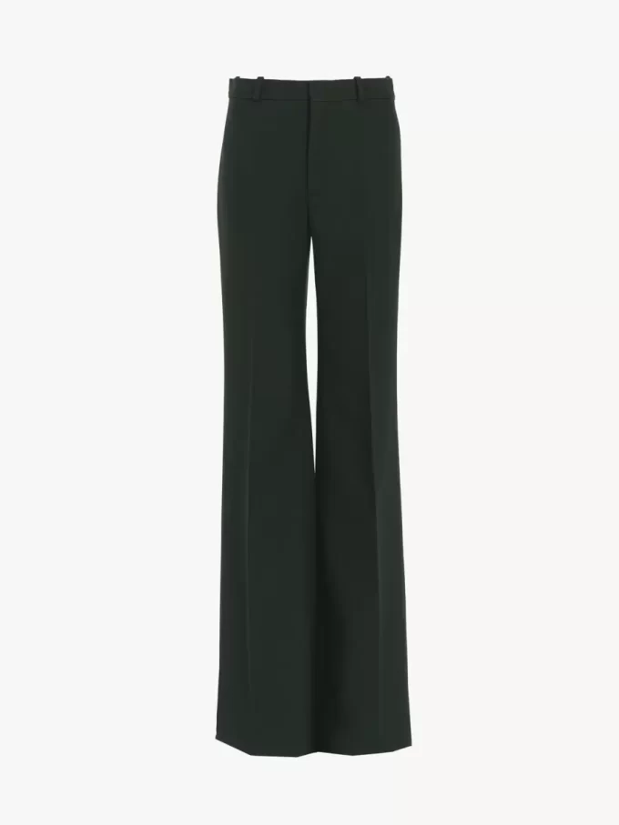 Flared tailored pants in wool crêpe