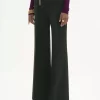 Flared tailored pants in wool crêpe