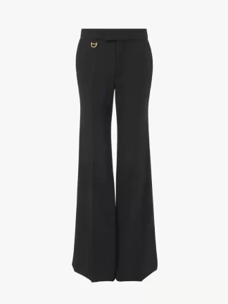 Flared tailored pants in wool gabardine