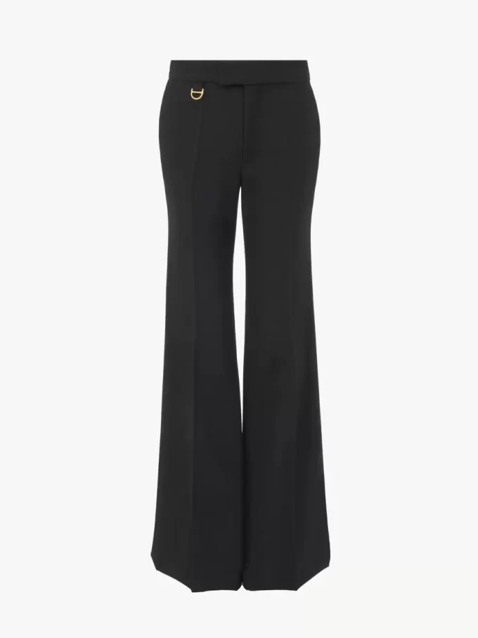 Flared tailored pants in wool gabardine