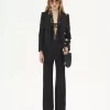 Flared tailored pants in wool gabardine