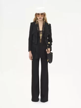 Flared tailored pants in wool gabardine