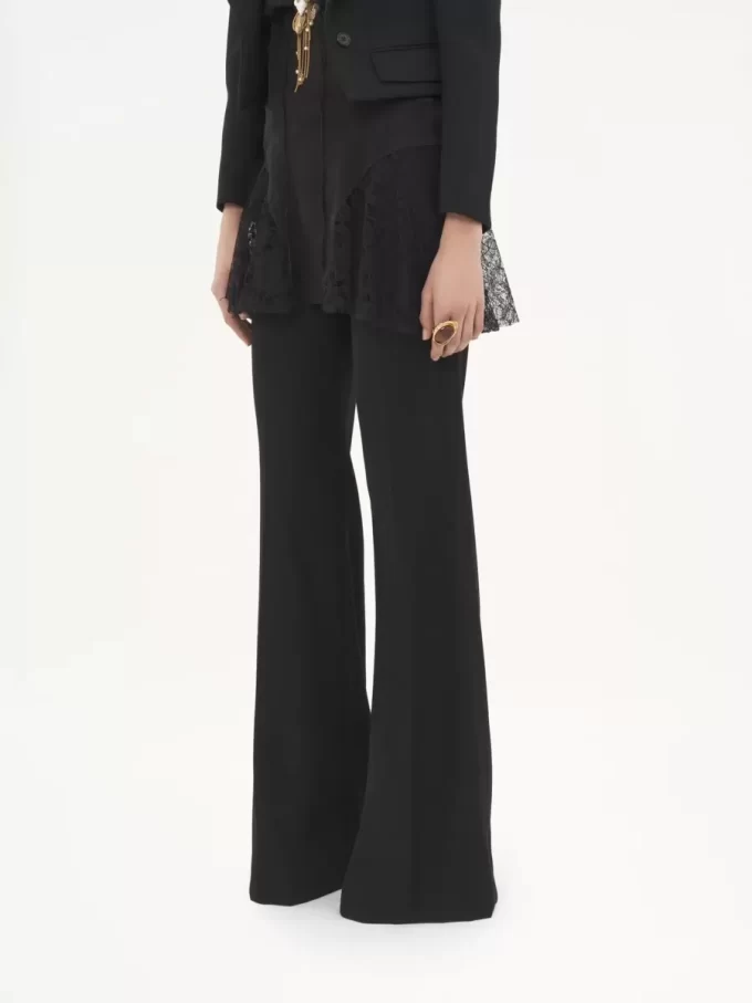 Flared tailored pants in wool gabardine