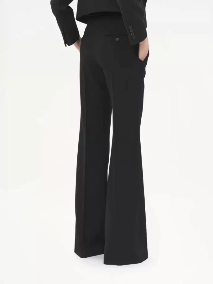 Flared tailored pants in wool gabardine