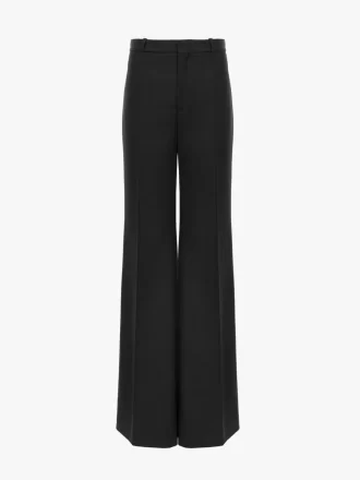 Flared tailored pants in wool grain de poudre
