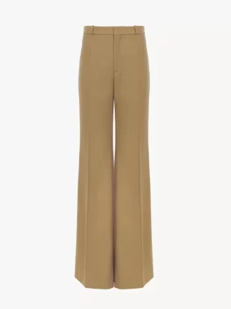 Flared tailored pants in wool grain de poudre