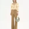 Flared tailored pants in wool grain de poudre