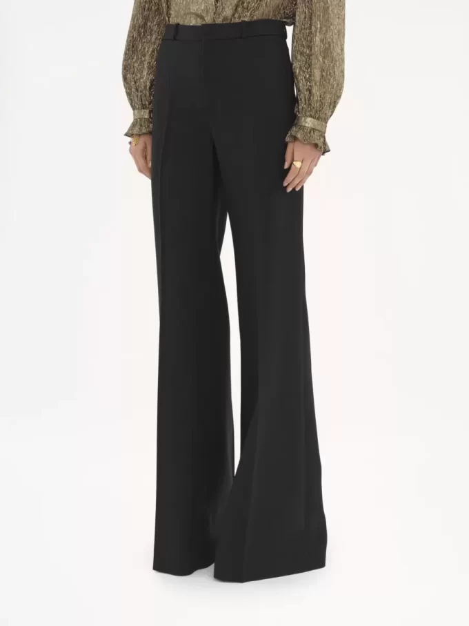 Flared tailored pants in wool grain de poudre