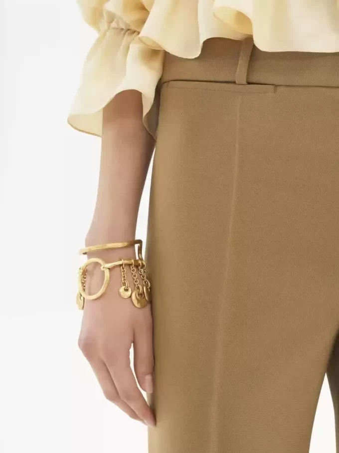 Flared tailored pants in wool grain de poudre