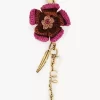 Flower bag charm in raffia & metal