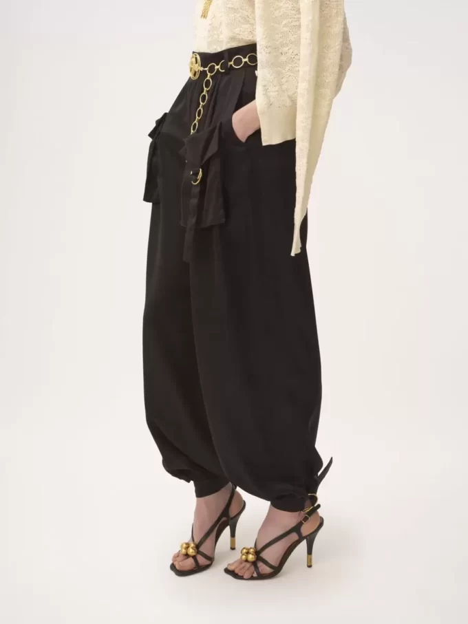 Fluid cargo pants in silk satin