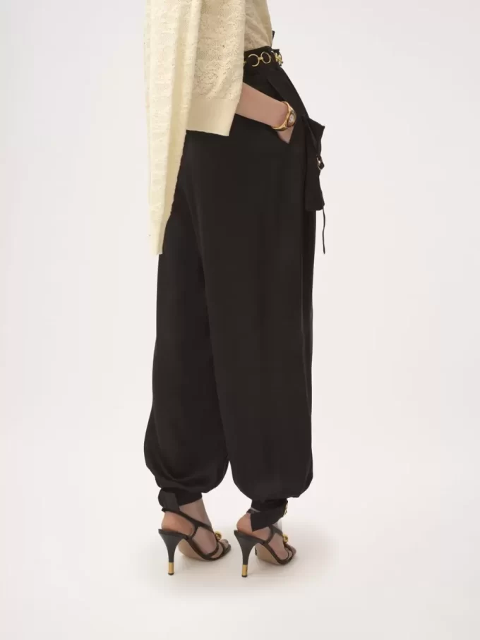 Fluid cargo pants in silk satin