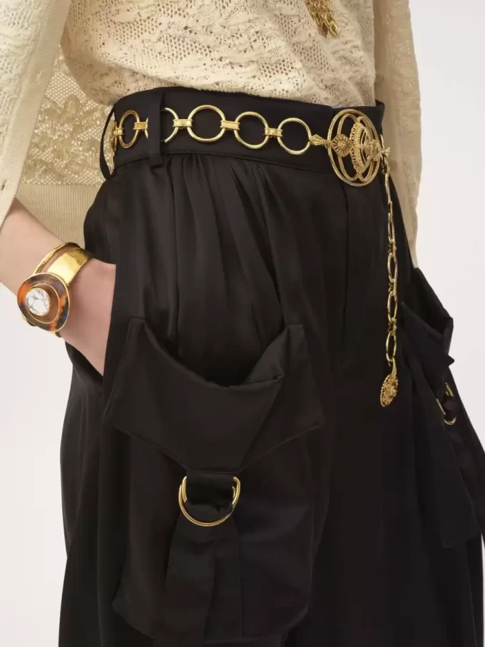 Fluid cargo pants in silk satin