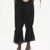 Fluid cropped pants in silk charmeuse & lace