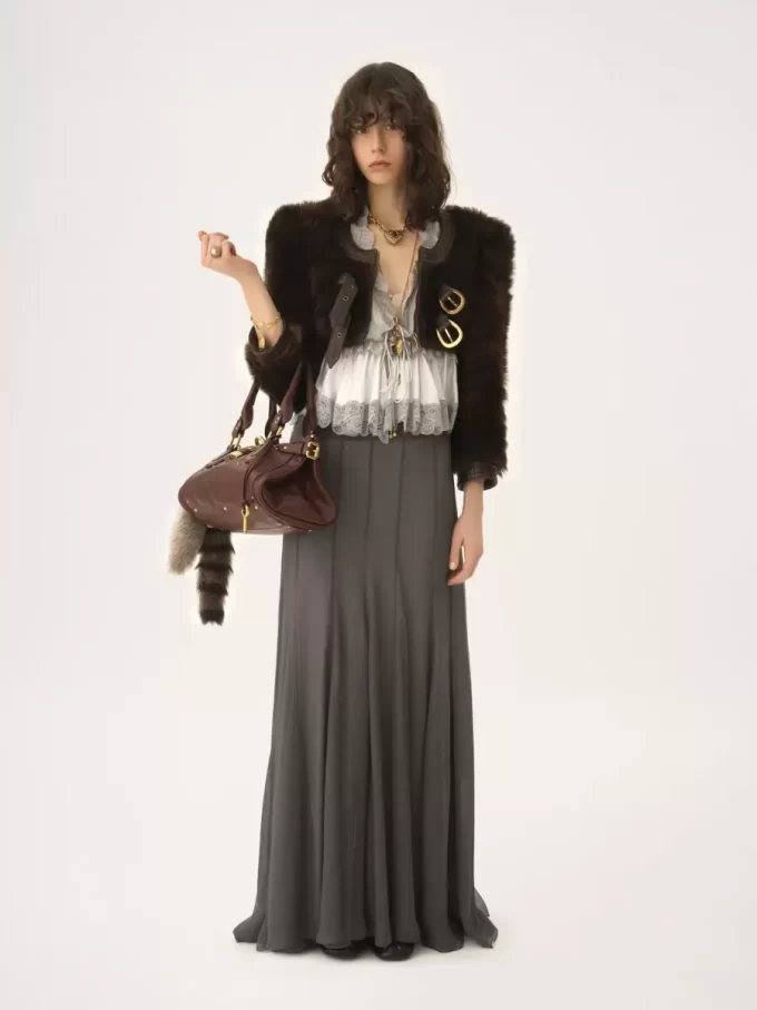 Fluid maxi skirt in silk mousseline