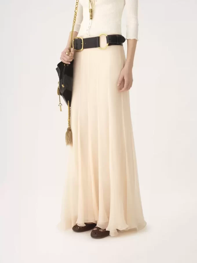 Fluid maxi skirt in silk mousseline