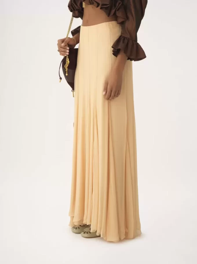 Fluid maxi skirt in silk mousseline