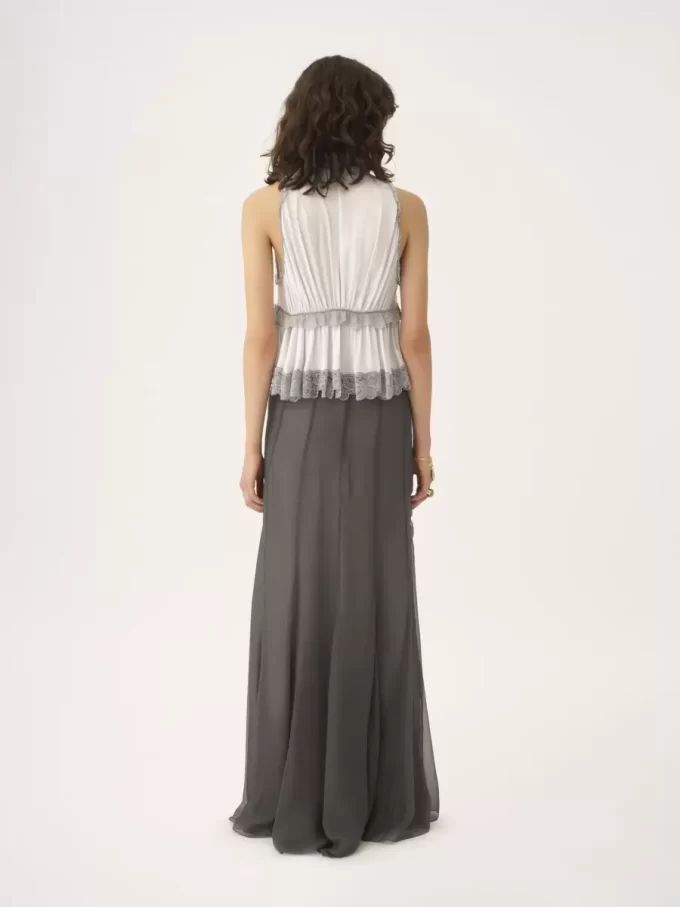 Fluid maxi skirt in silk mousseline