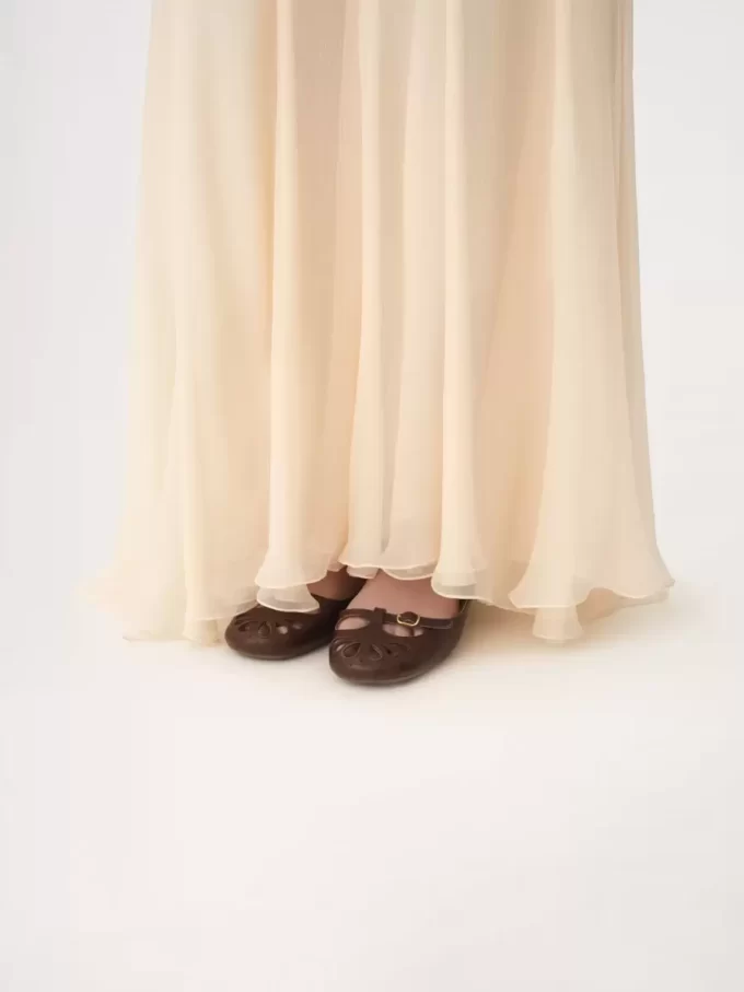 Fluid maxi skirt in silk mousseline