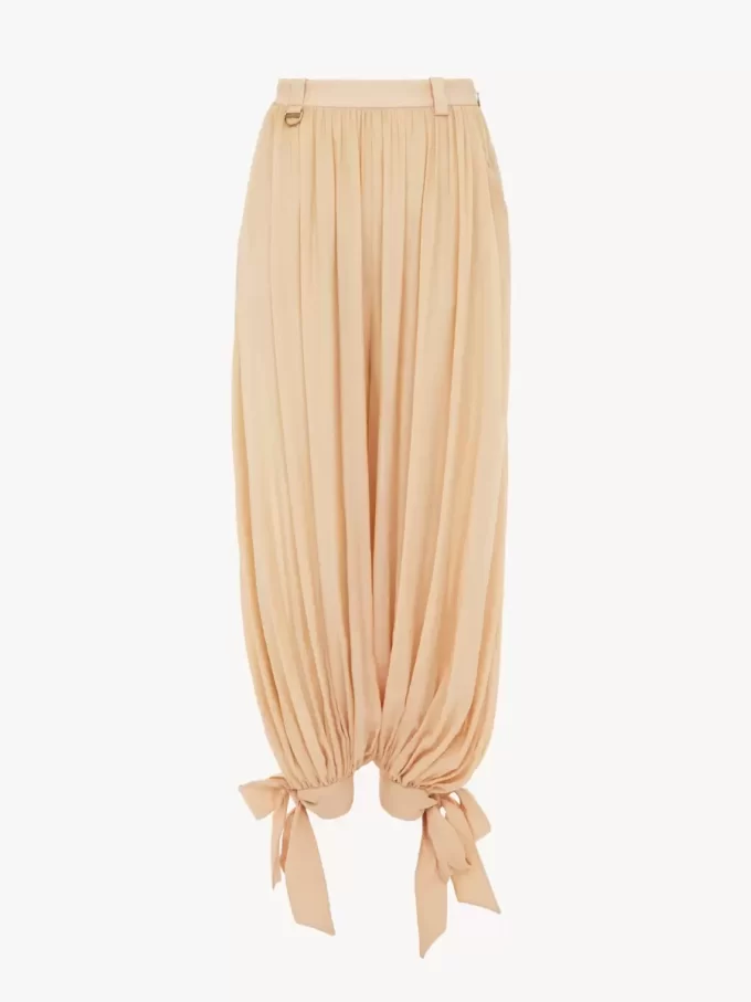 Fluid pleated pants in silk charmeuse