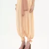 Fluid pleated pants in silk charmeuse