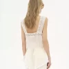 Fluid tank top in silk charmeuse & lace