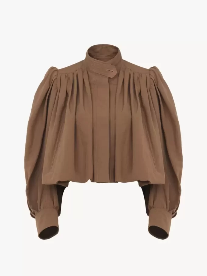 Gathered boule jacket in linen & cotton