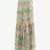 Gathered maxi skirt in silk mousseline