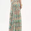 Gathered maxi skirt in silk mousseline