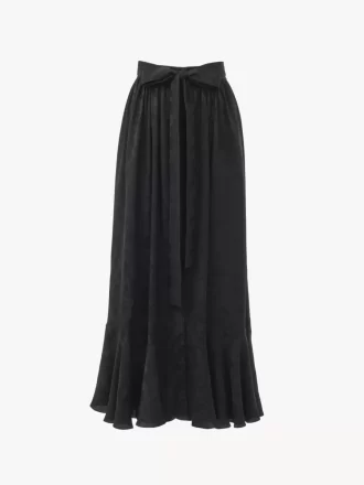 Gathered midi skirt in silk jacquard