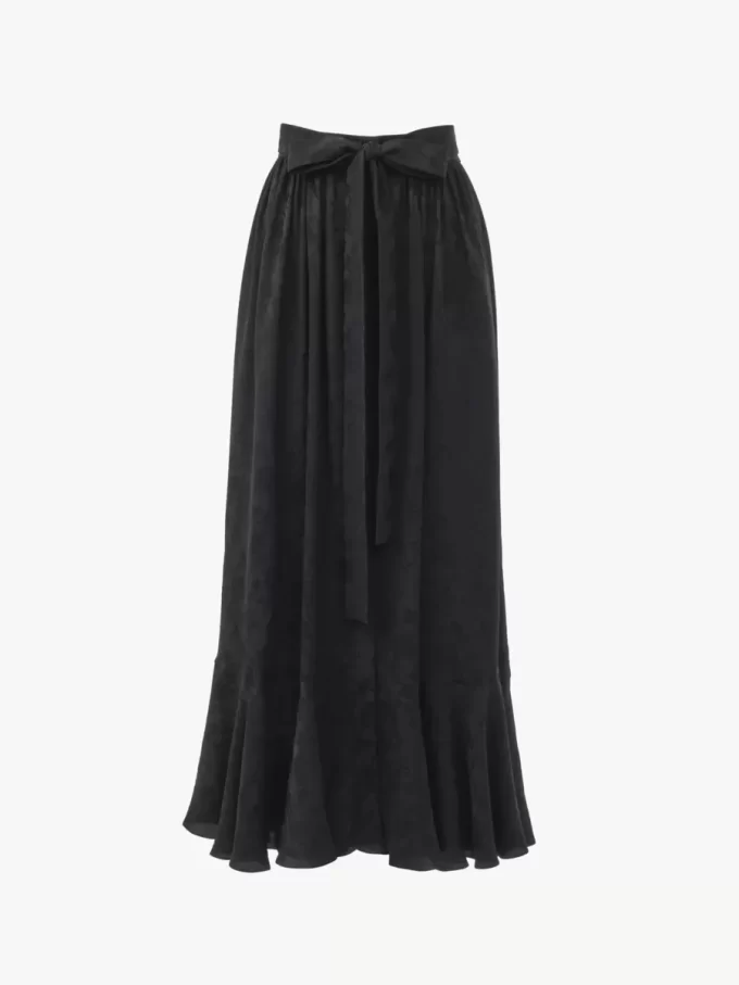 Gathered midi skirt in silk jacquard