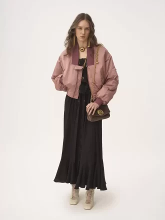 Gathered midi skirt in silk jacquard