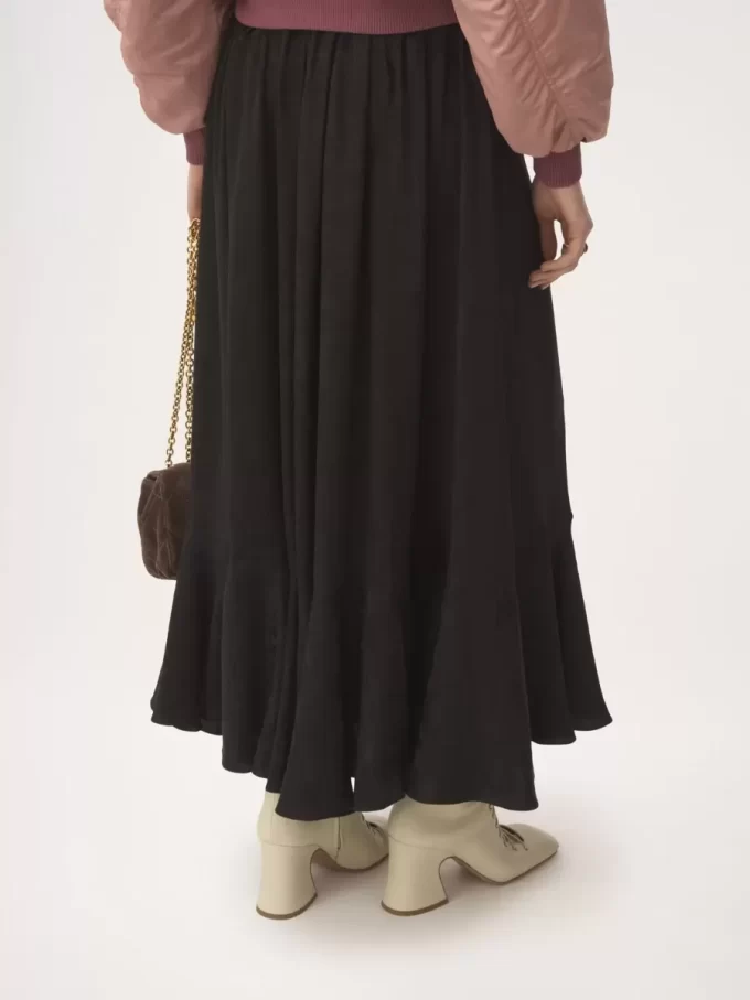 Gathered midi skirt in silk jacquard