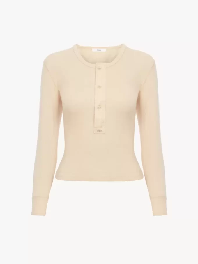 Henley shirt in cotton jersey