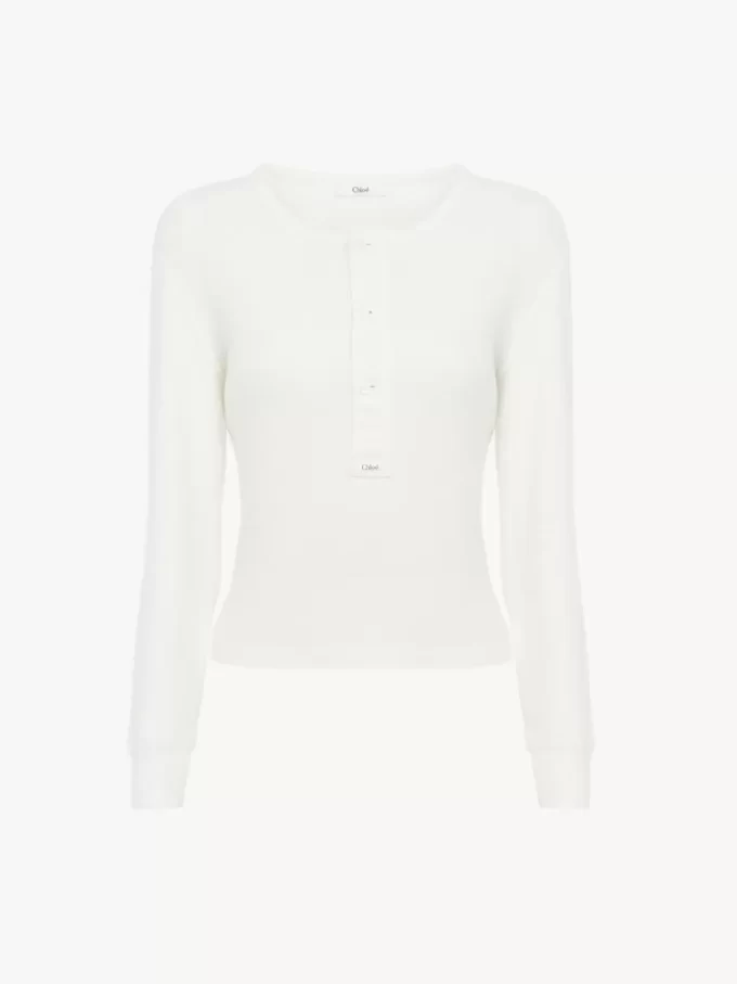 Henley shirt in cotton jersey