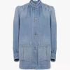 High-neck gathered jacket in denim