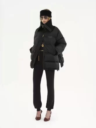 High-neck puffer jacket in shiny nylon