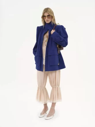 High-neck utilitarian jacket in cotton canvas