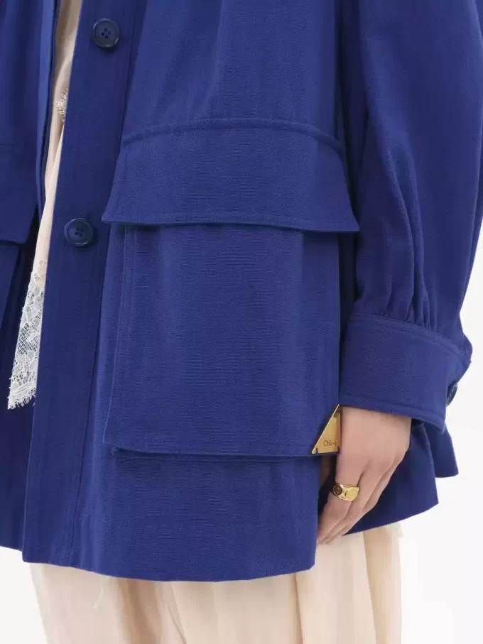 High-neck utilitarian jacket in cotton canvas High-neck utilitarian jacket in cotton canvas