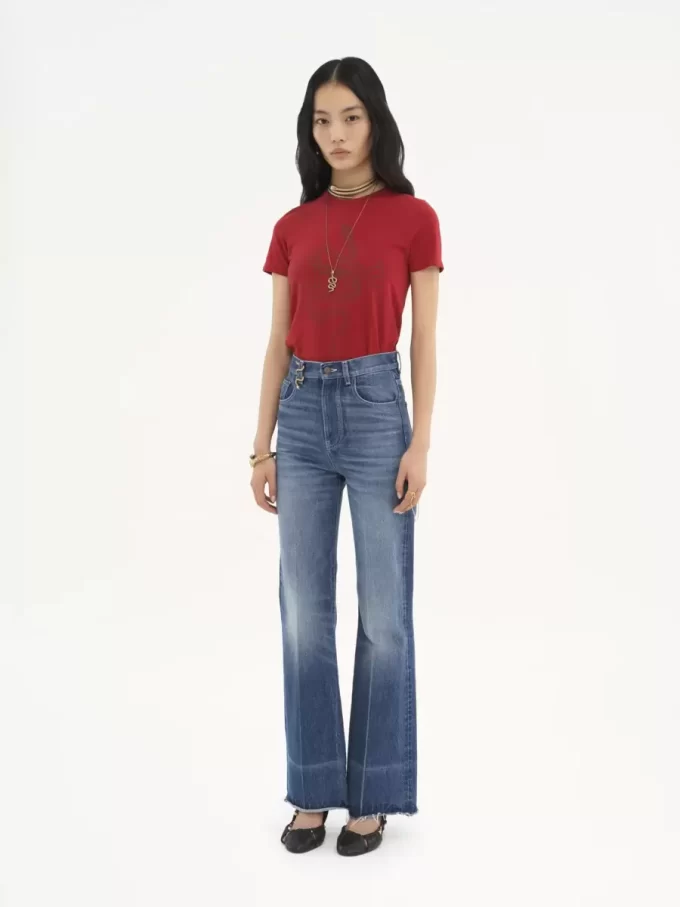 High-rise bootcut jeans in denim