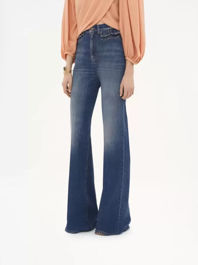 High-rise flare jeans in denim