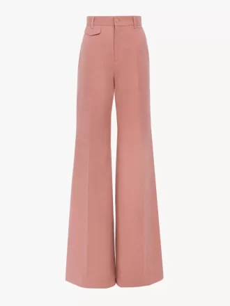 High-rise flared pants in cotton canvas