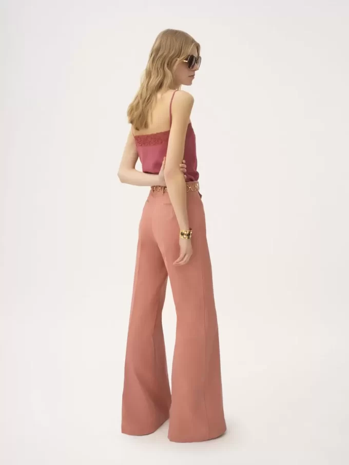 High-rise flared pants in cotton canvas