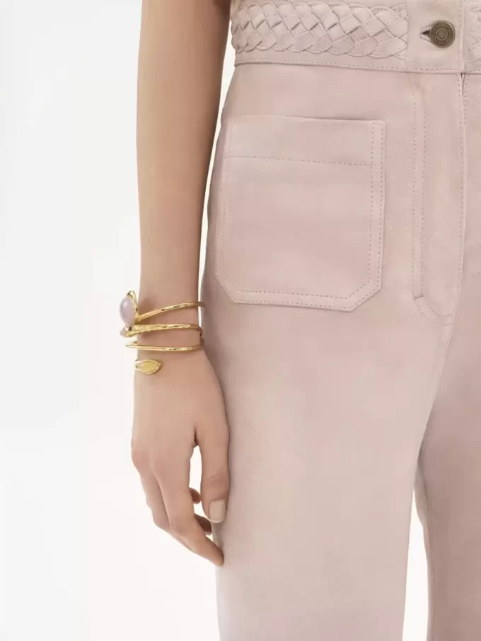 High-rise flared pants in suede