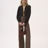 High-rise flared pants in wool check