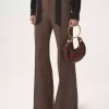 High-rise flared pants in wool check